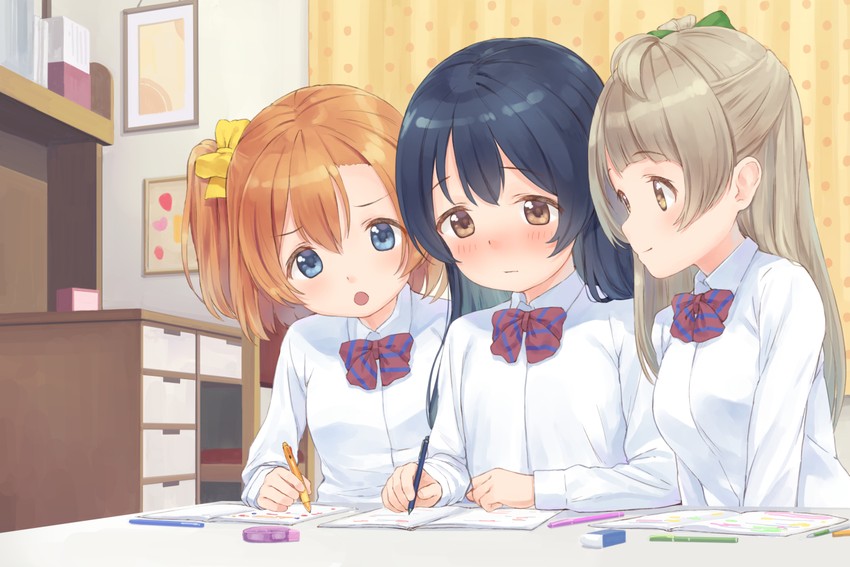 sonoda umi, minami kotori, and kosaka honoka (love live! and 1 more) drawn by eichisu