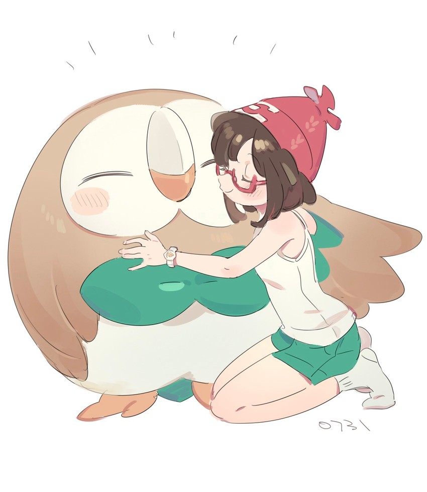 selene and rowlet (pokemon and 1 more) drawn by iovebly