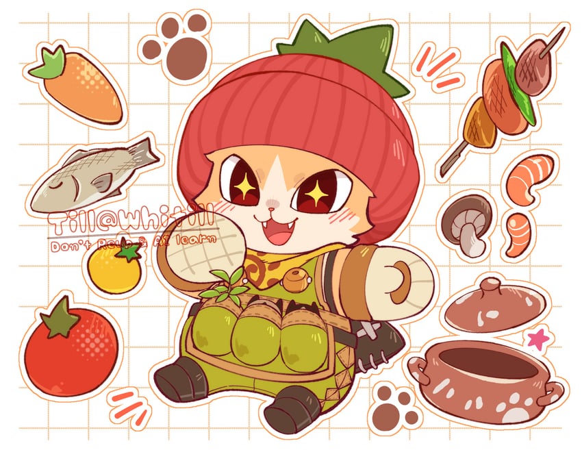 felyne and tom (monster hunter and 1 more) drawn by till_(whitill_fluffy)