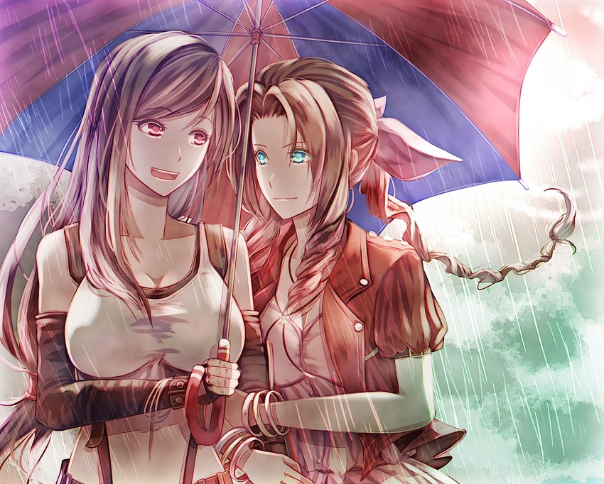 tifa lockhart and aerith gainsborough (final fantasy and 2 more) drawn by mirrorclew