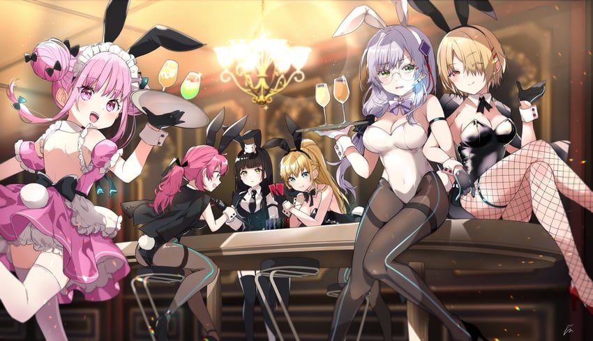 kayamori ruka, izumi yuki, asakura karen, toujou tsukasa, aikawa megumi, and 1 more (heaven burns red) drawn by k_i49