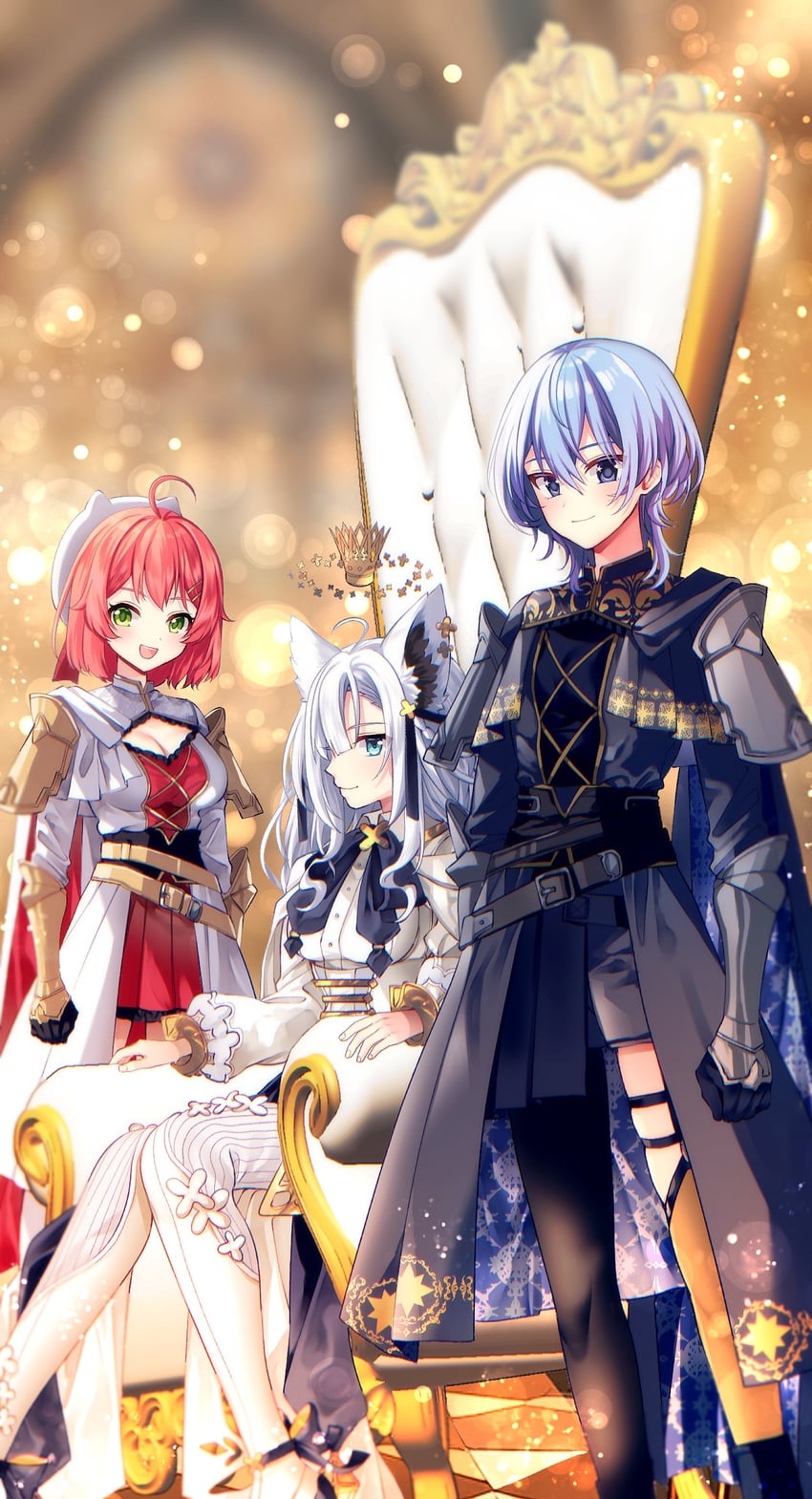 shirakami fubuki, hoshimachi suisei, and sakura miko (hololive) drawn by teruzuki1119