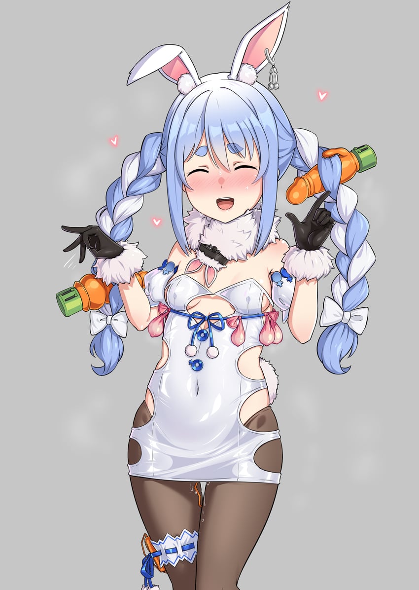usada pekora and don-chan (hololive) drawn by gozaru