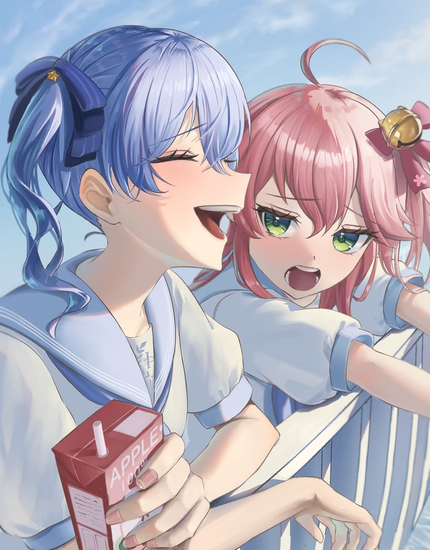 hoshimachi suisei and sakura miko (hololive) drawn by sakurano.neko
