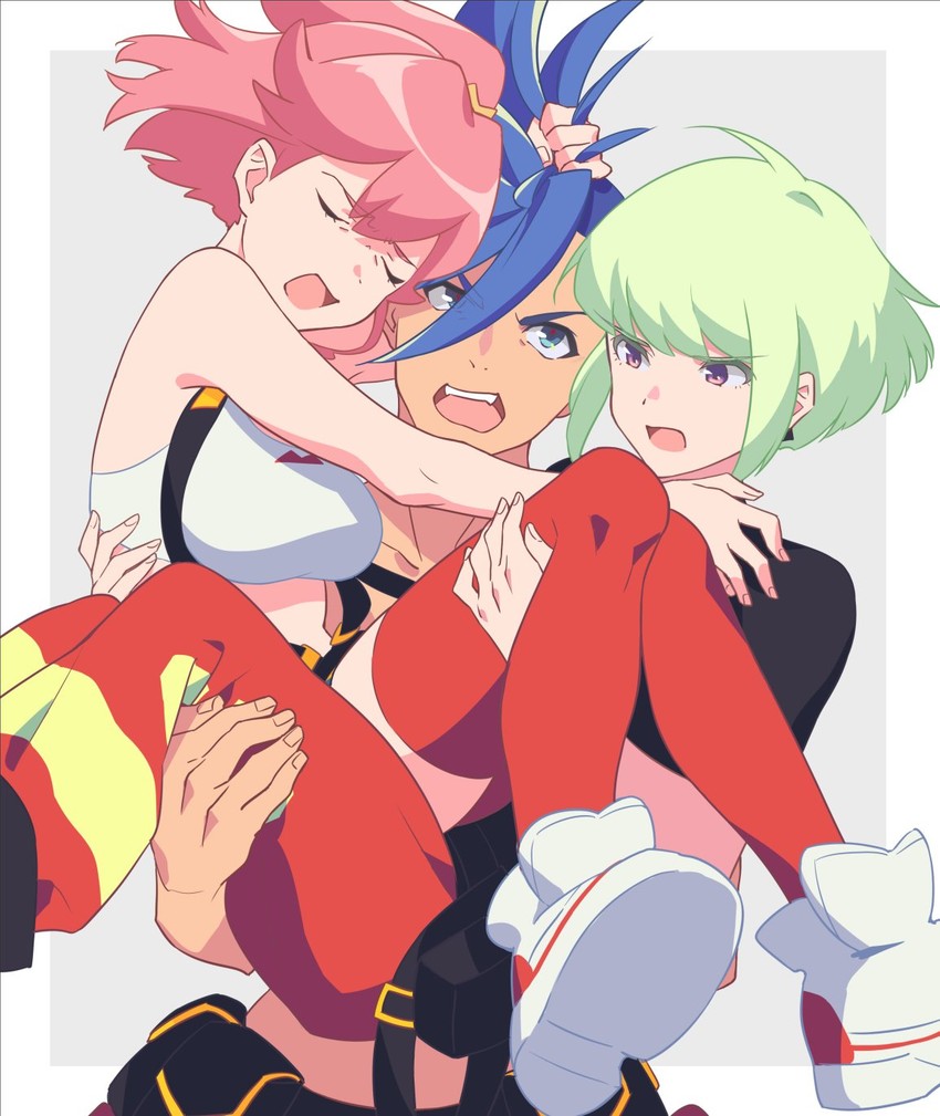 lio fotia, galo thymos, and aina ardebit (promare) drawn by rew241