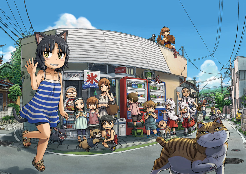kurona, koma, jorogumo, shishimaru, kokkuri, and 10 more (neko musume michikusa nikki) drawn by ike_(altitude_attitude)