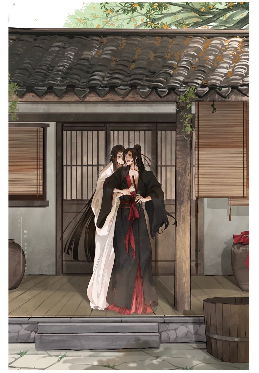 wei wuxian and lan wangji (modao zushi) drawn by fern_arts
