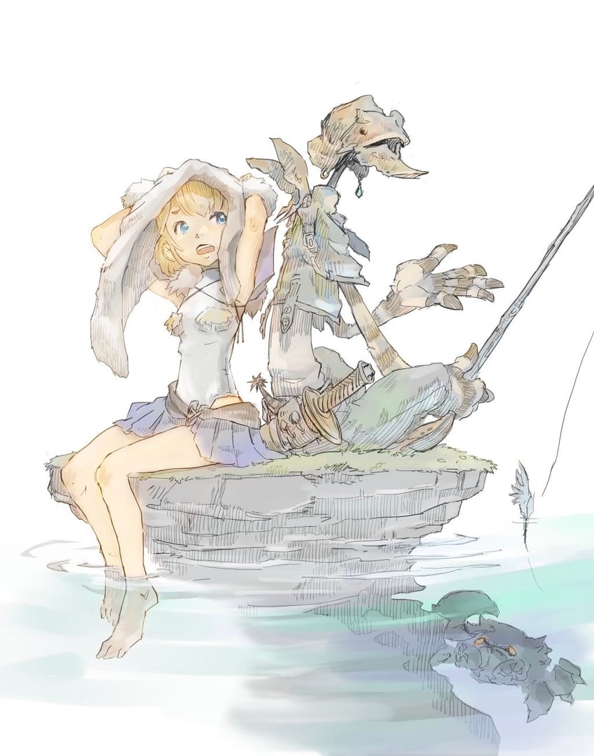 selkie and yuke (final fantasy and 1 more) drawn by itahana_toshiyuki