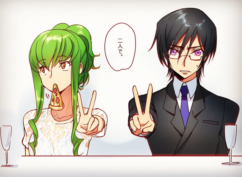 c.c. and lelouch vi britannia (code geass) drawn by creayus