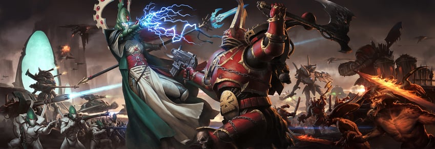adeptus astartes and chaos space marine (warhammer 40k and 1 more) drawn by darren_tan