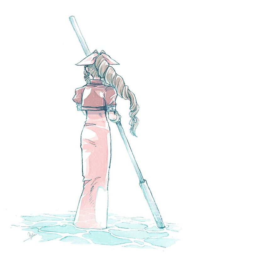 aerith gainsborough (final fantasy and 1 more) drawn by michibata_65