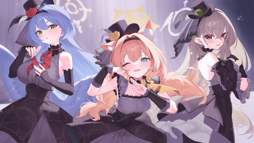 mari, sakurako, and mine (blue archive) drawn by shou_xun_bu_liang