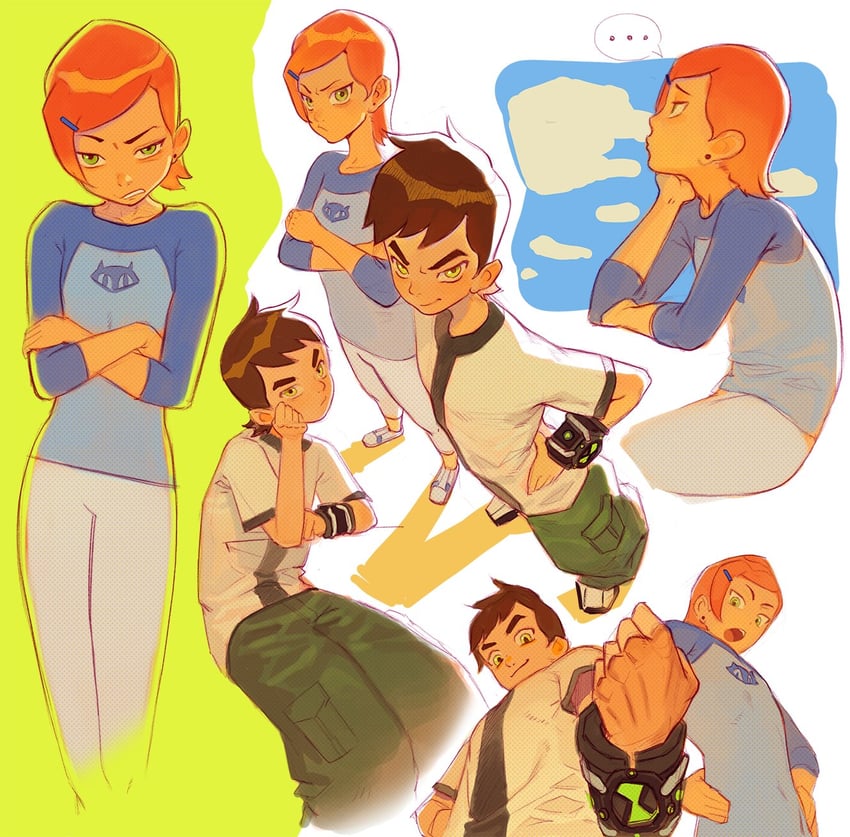 gwen tennyson and ben tennyson (ben 10) drawn by a_tai