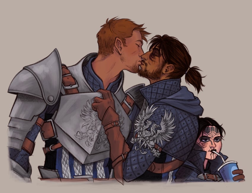 alistair, grey warden, and sigrun (dragon age and 1 more) drawn by fernacular