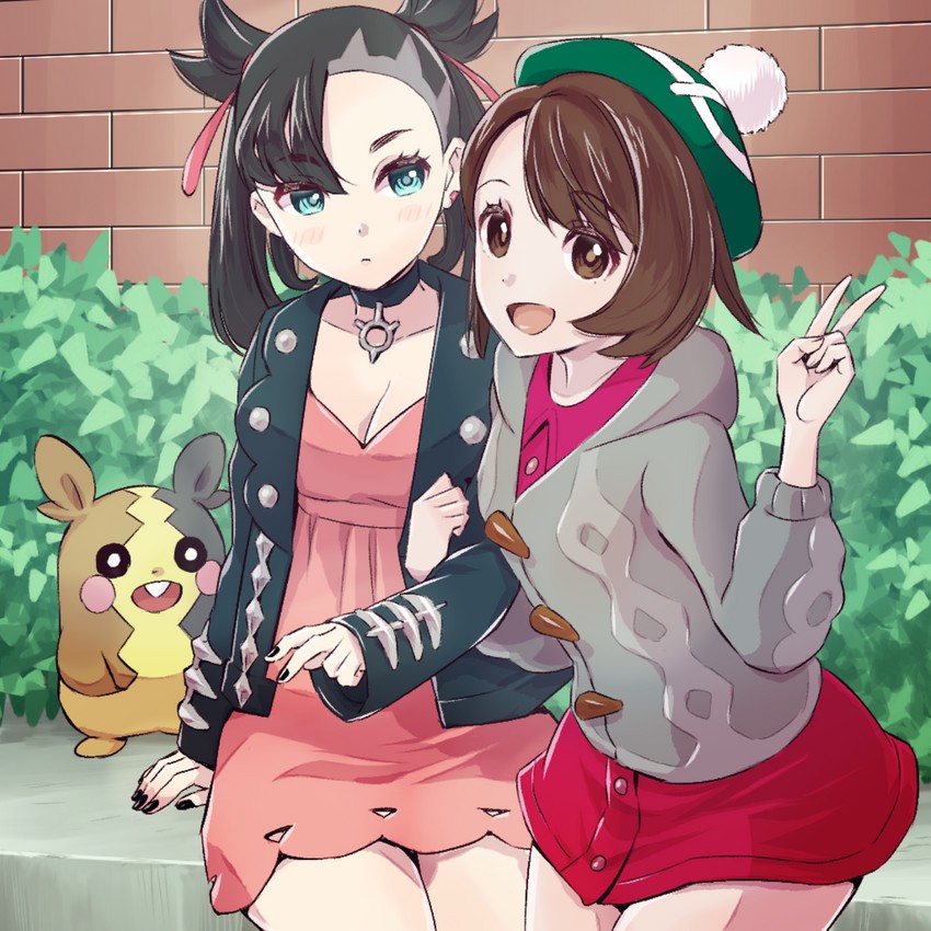 marnie, gloria, and morpeko (pokemon and 1 more) drawn by ono_hiroki