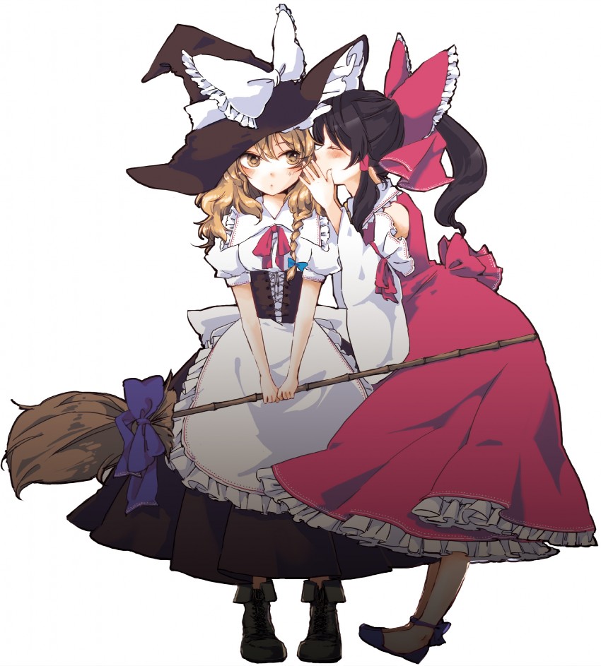 hakurei reimu and kirisame marisa (touhou) drawn by yonu_(yonurime)