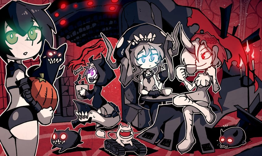wo-class aircraft carrier, re-class battleship, ri-class heavy cruiser, and pillbox fortress princess (kantai collection) drawn by setz