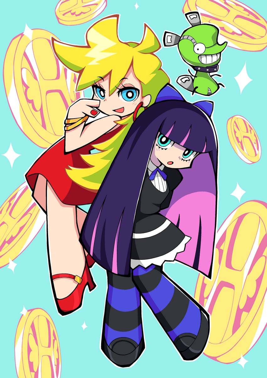stocking, panty, and chuck (panty & stocking with garterbelt) drawn by moroqoishii