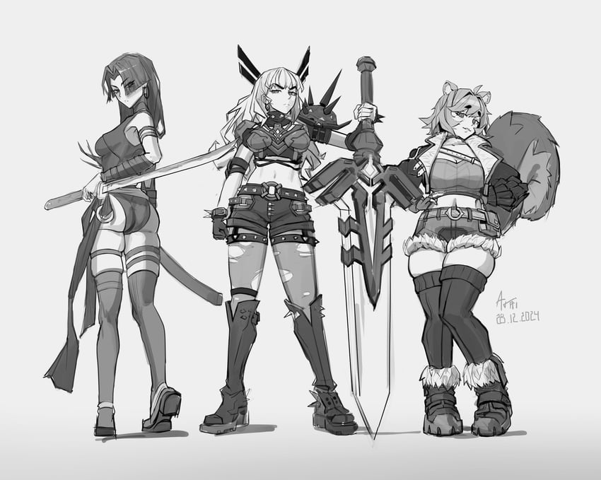 psylocke, squirrel girl, and magik (marvel and 2 more) drawn by araigumasully