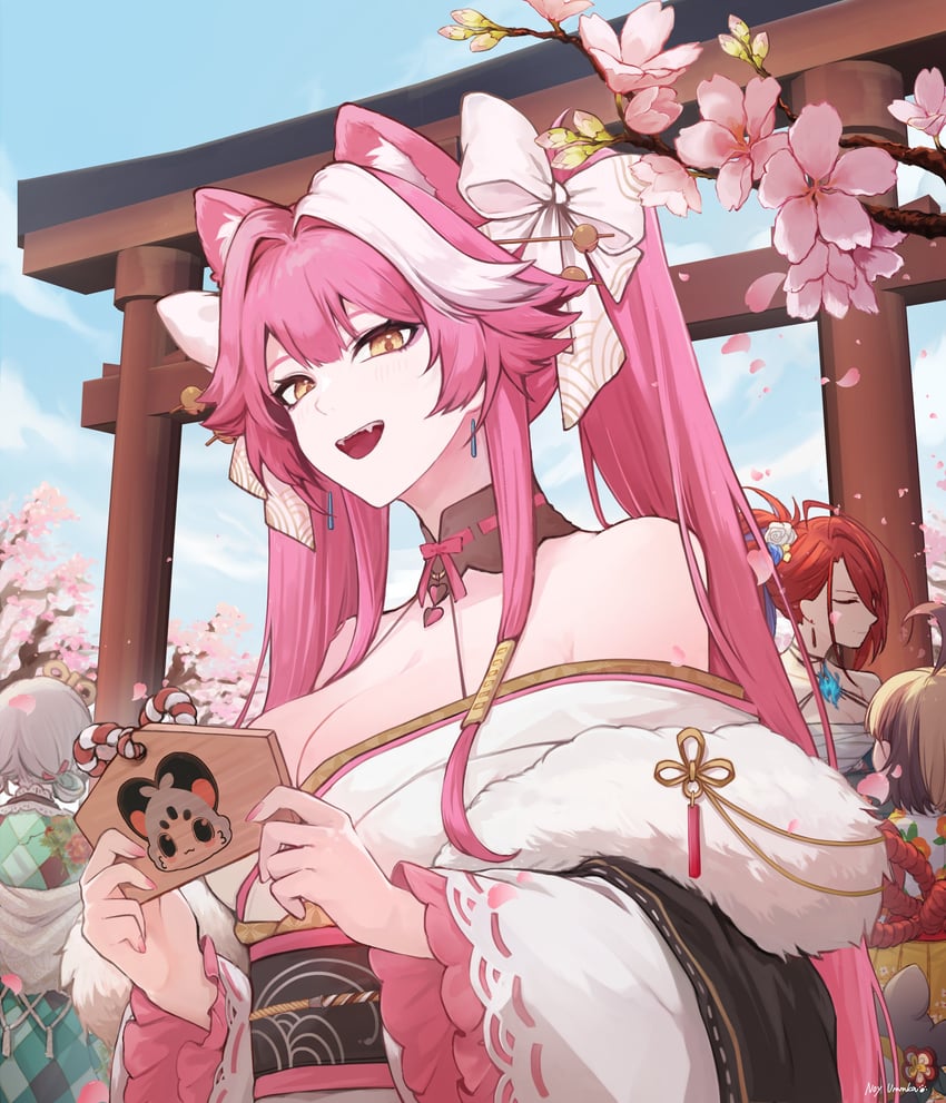 raora panthera, gigi murin, cecilia immergreen, elizabeth rose bloodflame, and chattino (hololive and 1 more) drawn by ururuka_noy_(artist)