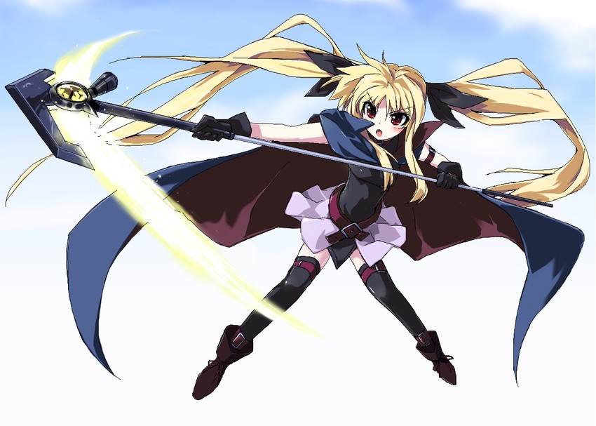 fate testarossa and bardiche (lyrical nanoha and 1 more) drawn by grune