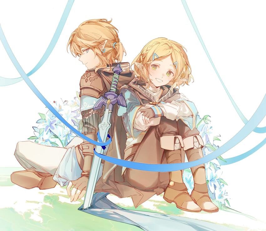 link and princess zelda (the legend of zelda and 1 more) drawn by yuno_11_02