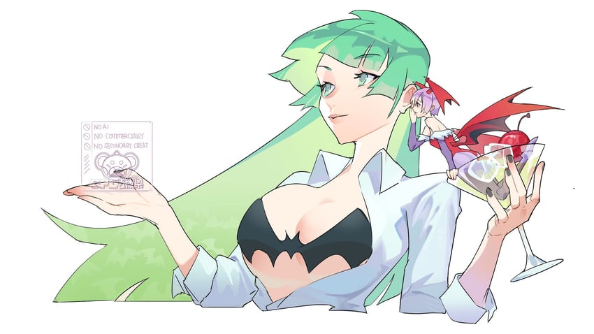 morrigan aensland and lilith (darkstalkers) drawn by qingpu_liang