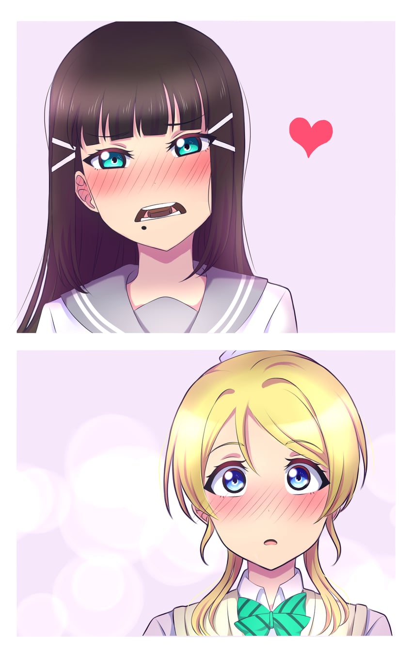 ayase eli and kurosawa dia (love live! and 2 more) drawn by ska.harumi