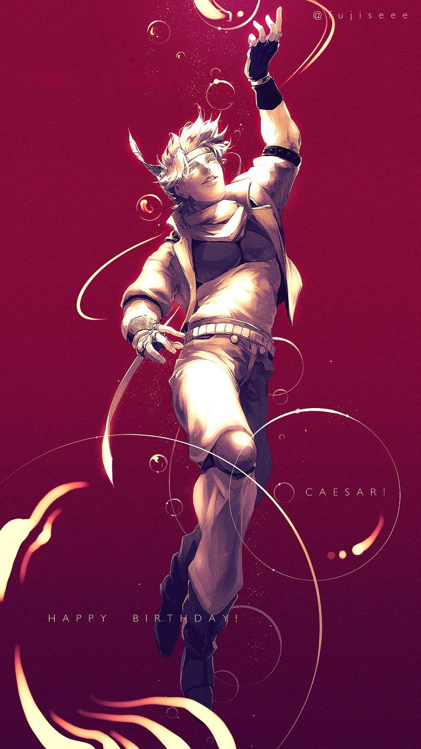 caesar anthonio zeppeli (jojo no kimyou na bouken and 1 more) drawn by fujisee