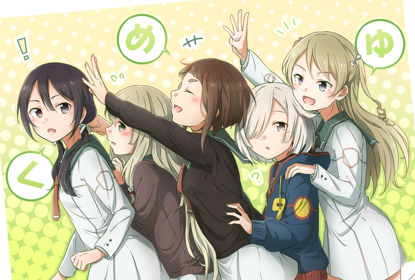kokudo aya, miroku yumiko, kusunoki mebuki, kagajou suzume, and yamabushi shizuku (yuusha de aru and 1 more) drawn by eda_udon