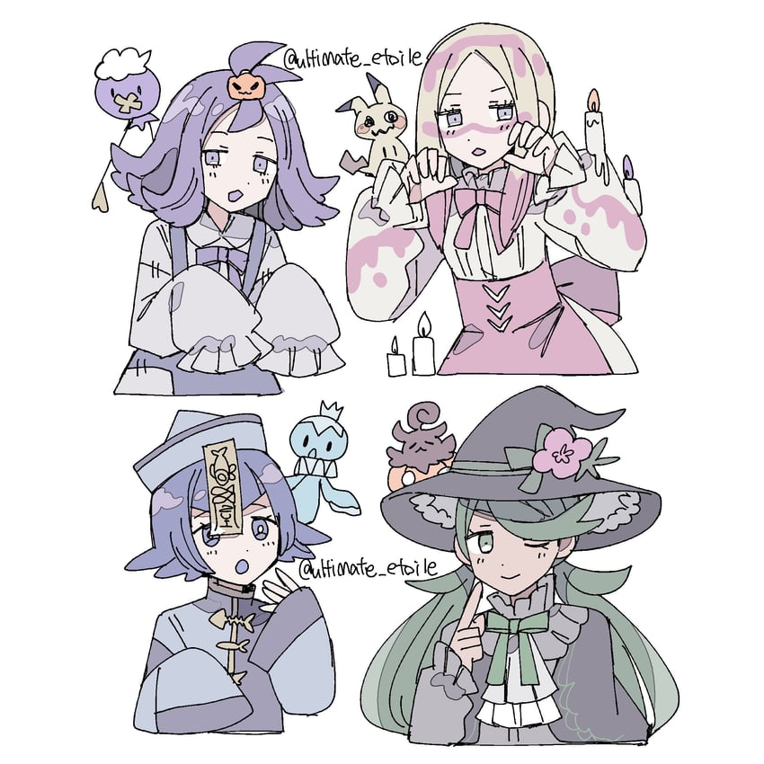 lana, mallow, mimikyu, acerola, drifloon, and 3 more (pokemon and 1 more) drawn by remoooon