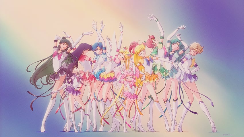 tsukino usagi, sailor moon, mizuno ami, aino minako, hino rei, and 25 more (bishoujo senshi sailor moon and 2 more) drawn by sidney_deng
