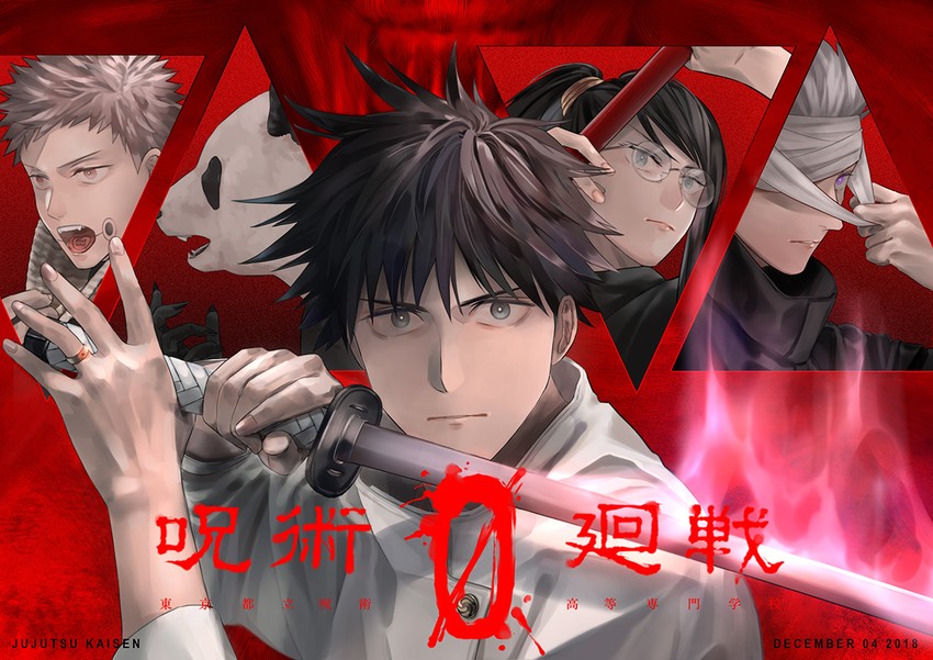 gojou satoru, zen'in maki, okkotsu yuuta, inumaki toge, and panda (jujutsu kaisen) drawn by kuro_(grf)