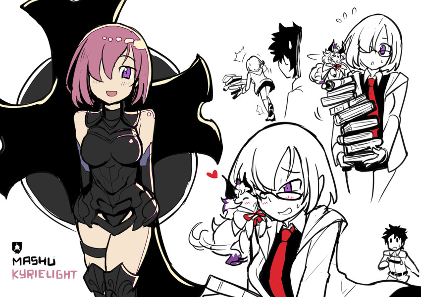 mash kyrielight, fujimaru ritsuka, and fou (fate and 1 more) drawn by sen-jou