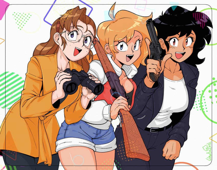 rally vincent, minnie may hopkins, and becky farrah (gunsmith cats) drawn by limehazard