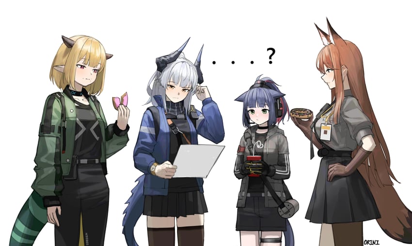 jessica, franka, liskarm, and vanilla (arknights) drawn by orini