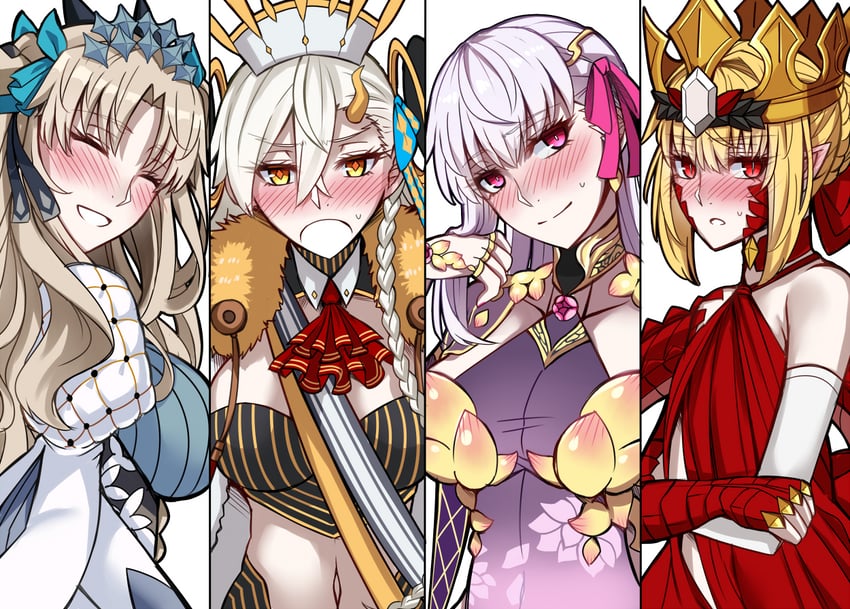 nero claudius, ereshkigal, kama, olga marie animusphere, queen draco, and 2 more (fate and 1 more) drawn by sanmoto_gorouzaemon