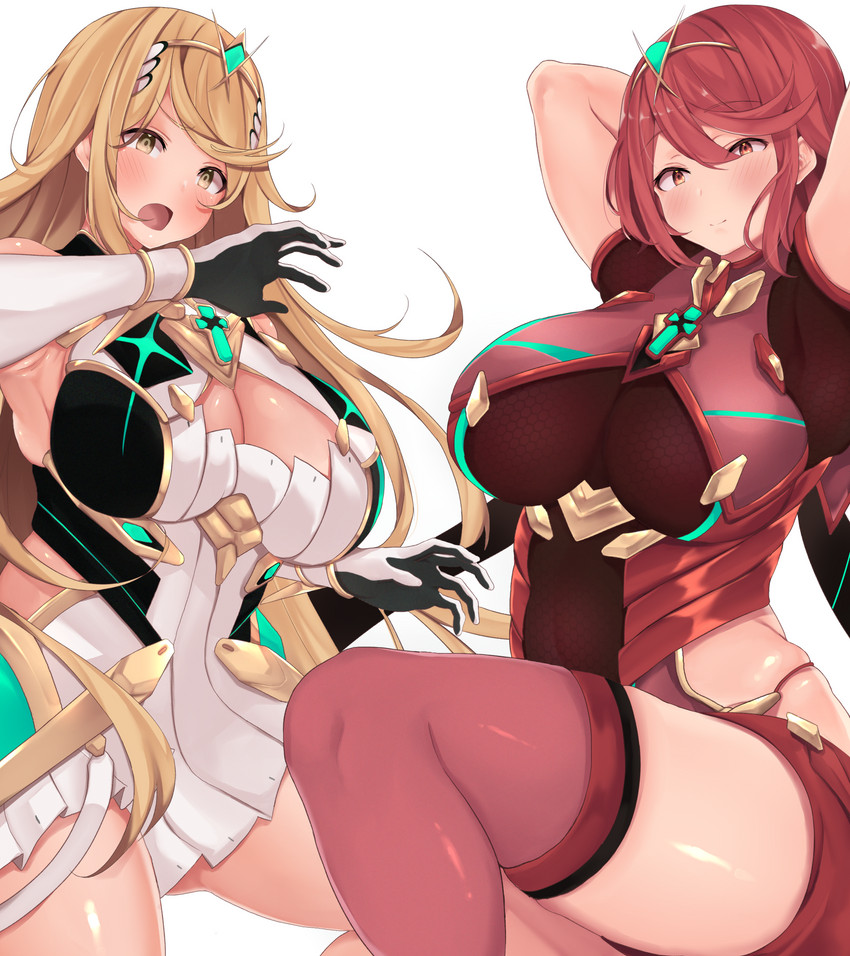 pyra and mythra (xenoblade chronicles and 1 more) drawn by mios1225