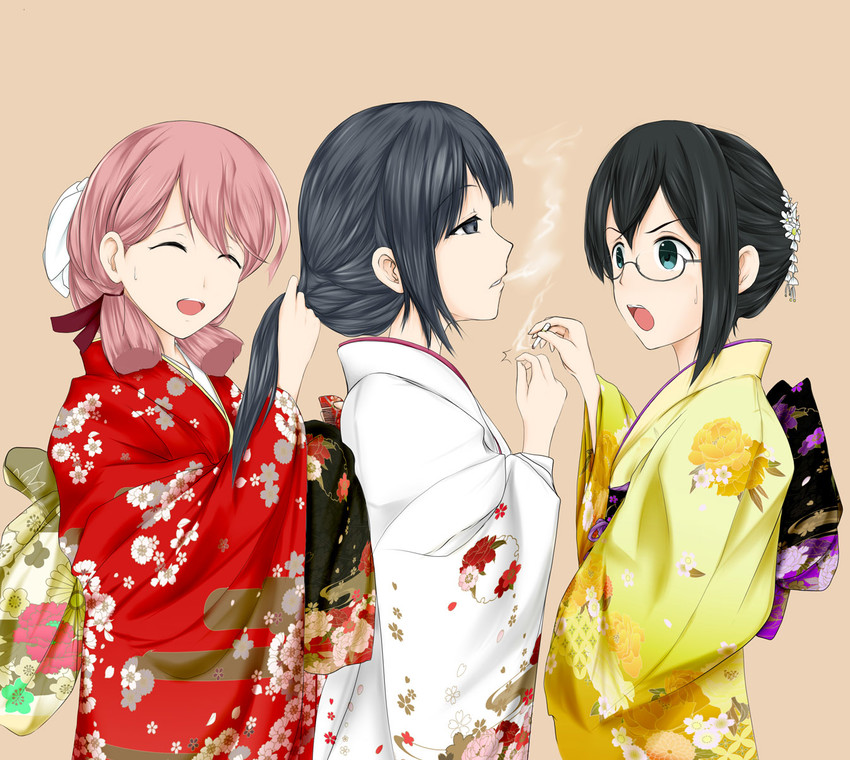 ooyodo, female admiral, and akashi (kantai collection) drawn by goshiki_(cham_darc)