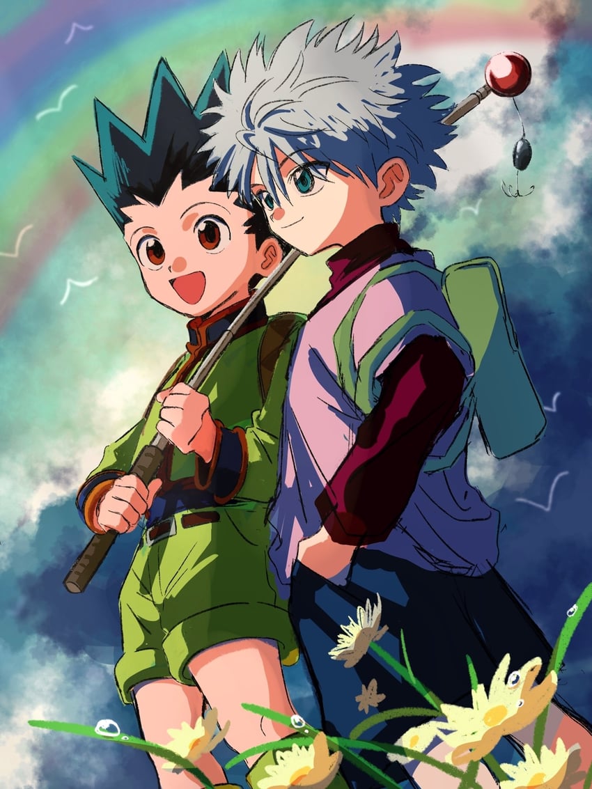 killua zoldyck and gon freecss (hunter x hunter) drawn by thicopoyo