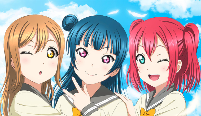 tsushima yoshiko, kunikida hanamaru, and kurosawa ruby (love live! and 1 more) drawn by kazuma_(theworld000021)