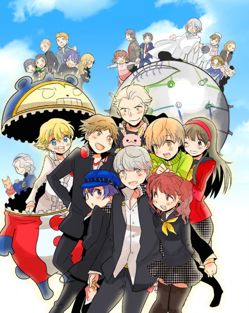 narukami yu, shirogane naoto, satonaka chie, kujikawa rise, amagi yukiko, and 20 more (persona and 1 more) drawn by kida_yuu