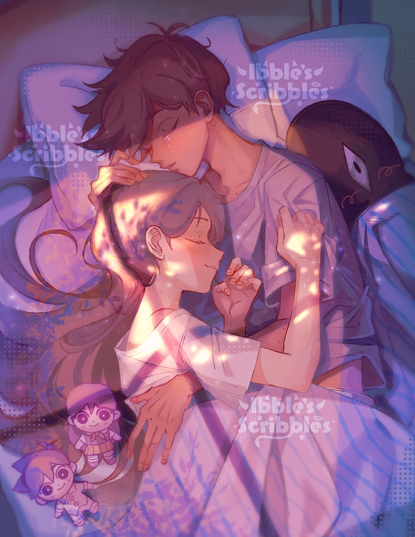 mari, hero, and something (omori) drawn by ibble_(ibblescribbles)