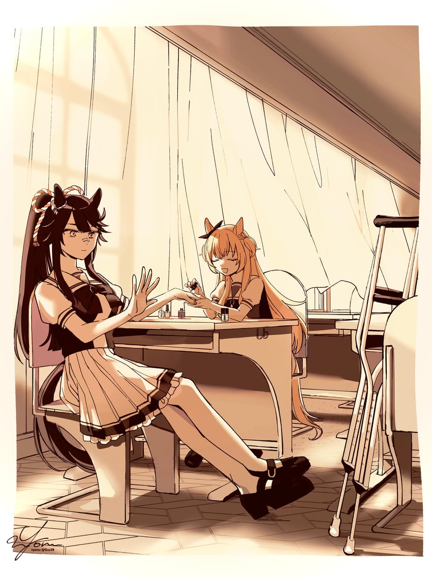 mayano top gun and narita brian (umamusume) drawn by yonu_(yonurime)