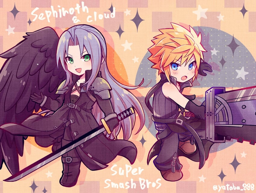 cloud strife and sephiroth (final fantasy and 3 more) drawn by yataba