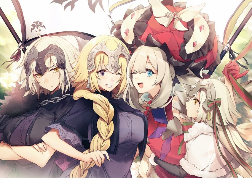 jeanne d'arc, jeanne d'arc alter, jeanne d'arc alter santa lily, and marie antoinette (fate and 2 more) drawn by no-kan