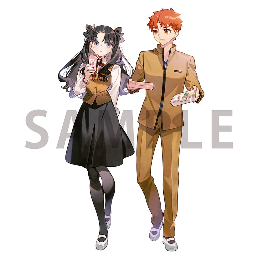 tohsaka rin and emiya shirou (fate and 2 more) drawn by taa_(acid)