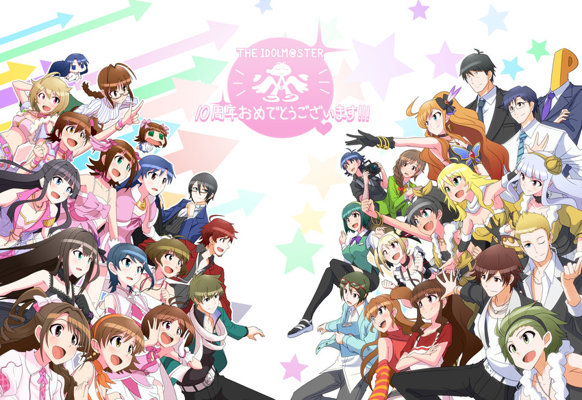 producer, shibuya rin, hoshii miki, kisaragi chihaya, amami haruka, and 27 more (idolmaster and 6 more) drawn by hige_(com)