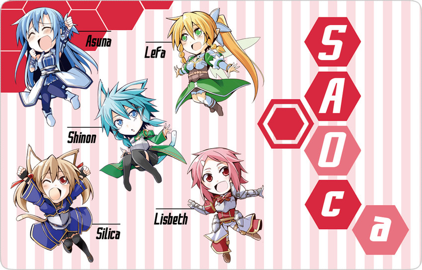asuna, sinon, leafa, silica, and lisbeth (sword art online) drawn by bibi02
