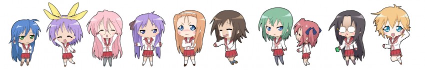 hiiragi kagami, izumi konata, hiiragi tsukasa, takara miyuki, kobayakawa yutaka, and 5 more (lucky star) drawn by aokage